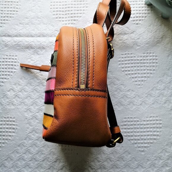 Brand New Fossil Megan Patchwork Mini Leather Backpack - Picture 4 of 10